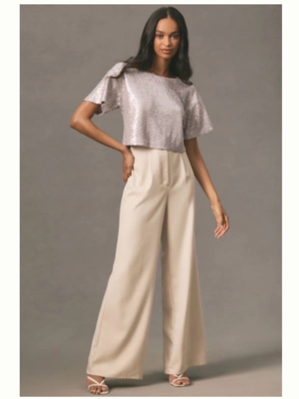 Anthropologie Blush Pink Sequin Crop Top | Size M